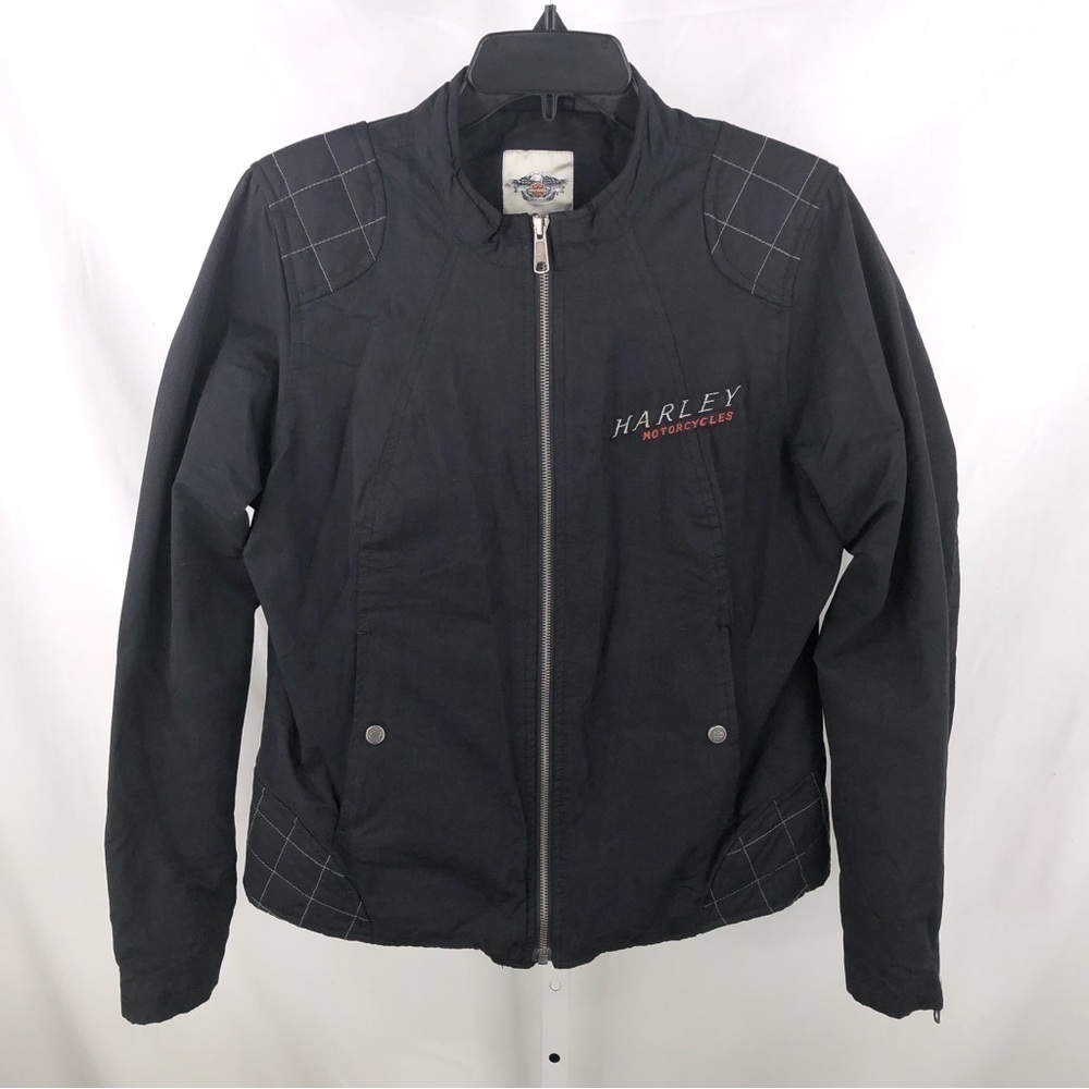 Harley Davidson Motorcycle Biker 97555-13VW Black Full Zip Coat WOMENS SIZE L - Picture 2 of 5